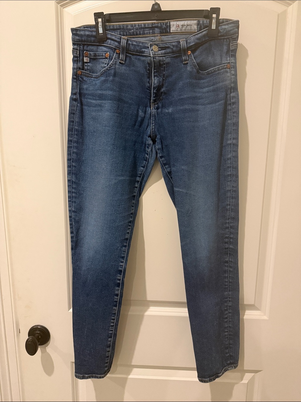 Ag Adriano Goldschmied Dark Blue Cropped Slim Jeans